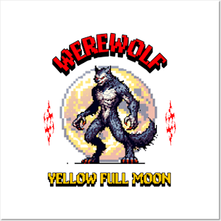 scary horror werewolf pixel art Posters and Art